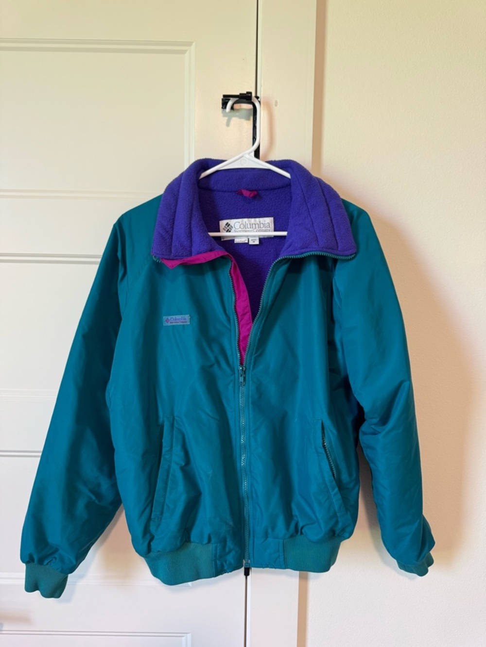 Vintage Columbia Purple Fleece Jacket with Teal and Magenta Trim